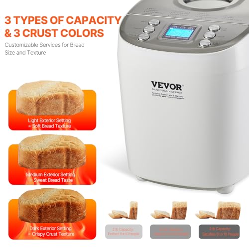 Bread Maker Dough Machine 15 Menus in 1 (White+Silver)