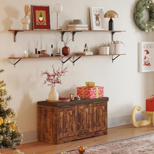 Long Wall Shelves (Rustic Brown / 55.1 Inch)