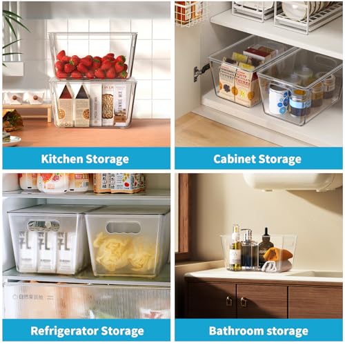 Clear Fridge Organizer with Handles & Lids (6 Pack / L with Handles & Lids (11.5"L x 7.5"W x 6"H))