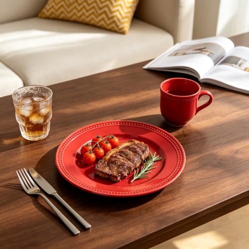 HomeVSS 42 Piece Pearl Dots Stoneware Dinnerware Set