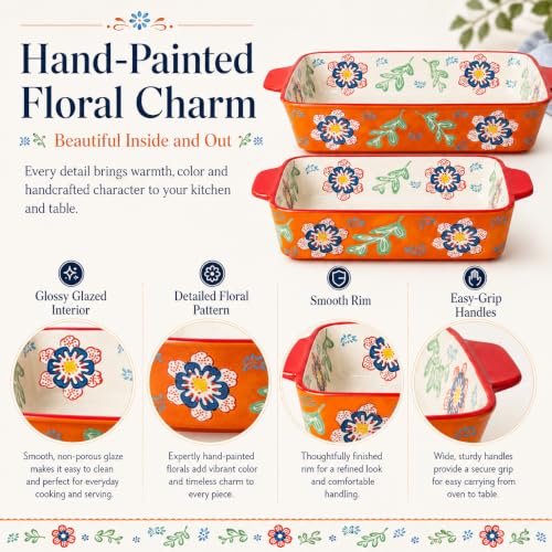 Ceramic Baking Dish Set (Warm Designed Orange)