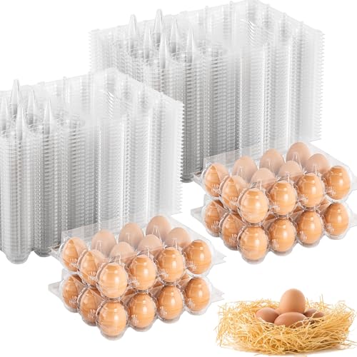 100 Pack Egg Cartons Cheap Bulk 12 Count Plastic Egg Containers 3x4 Grids (100Pack-3x4 Grids)