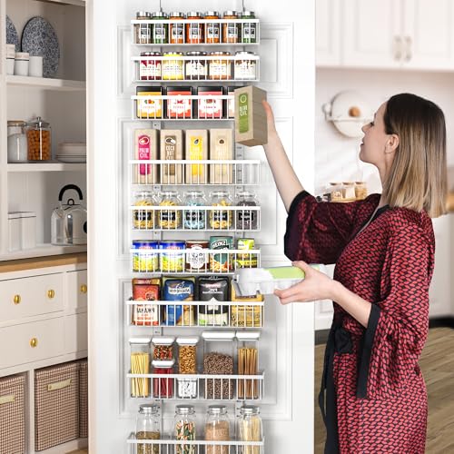 9 Tier White Over The Door Pantry Organizer (White / 9-Tier)