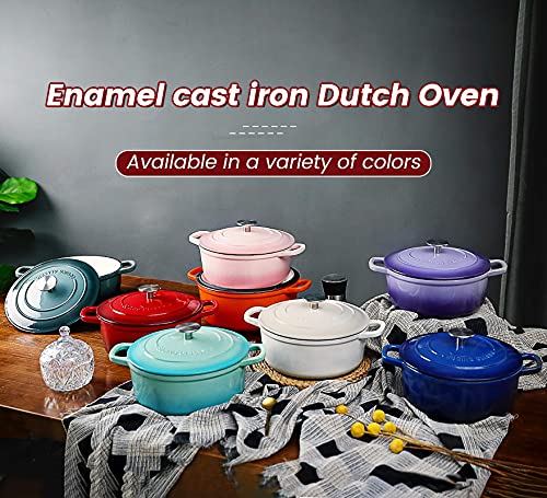 Enameled Cast Iron Dutch Oven (Red / 5.5QT)