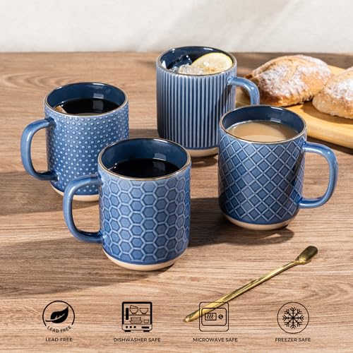 Coffee Mugs Set of 4 (Moonlight Blue / Set of 4 (16 Ounces))