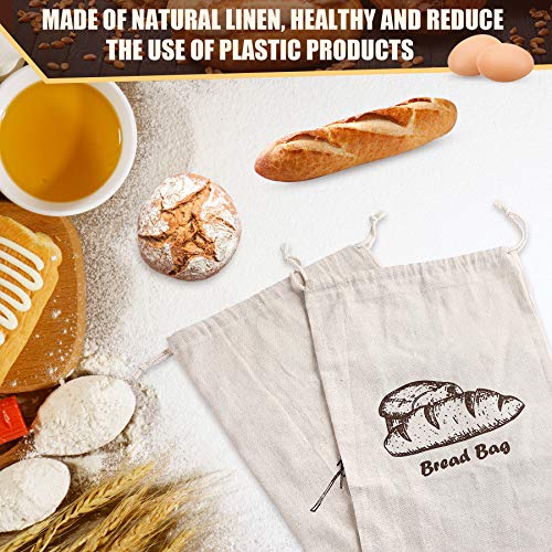4 Pcs Linen Bread Bags for Homemade Bread Container
