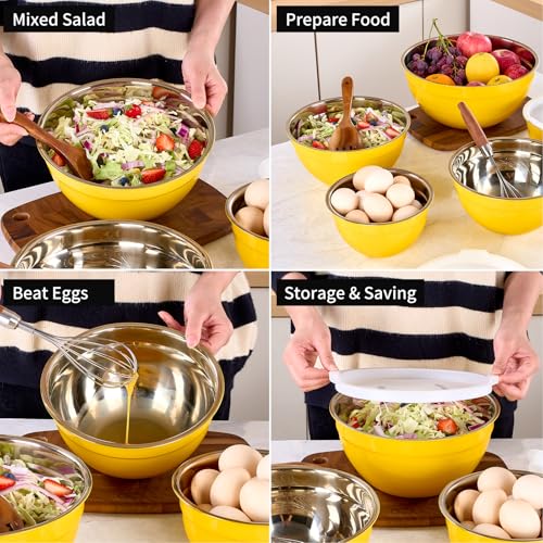 Yellow Mixing Bowls with Lids Set of 7 (Yellow / 7 Sizes)