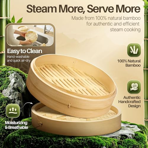 Bamboo Steamer Basket Set (8 Inch)