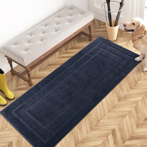 Hallway Runner Rug (Navy Blue / 24" X 59" (Runner))