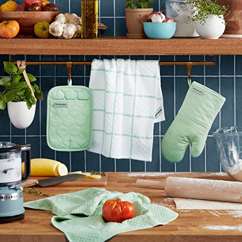 Quilted Cotton Terry Cloth Oven Mitt (Pistachio)