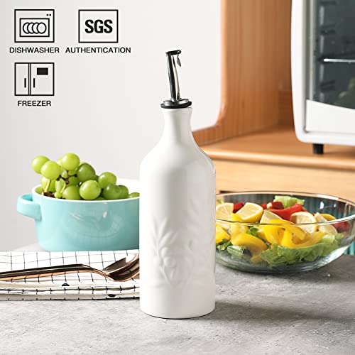 Sweejar Ceramic 20 Oz Olive Oil Dispenser Bottle (White / 20 oz, Set of 1)