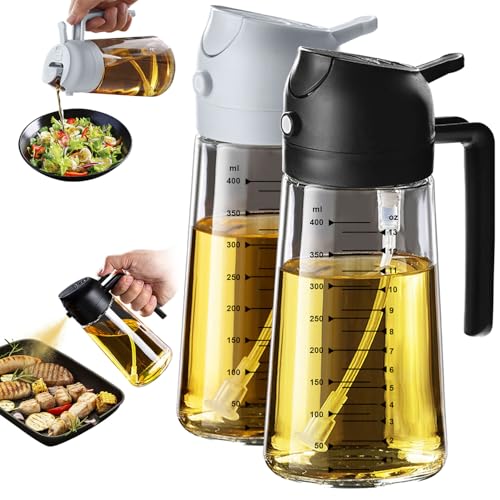 16oz 470ml Glass Olive Oil Sprayer for Cooking (Black&Ash)