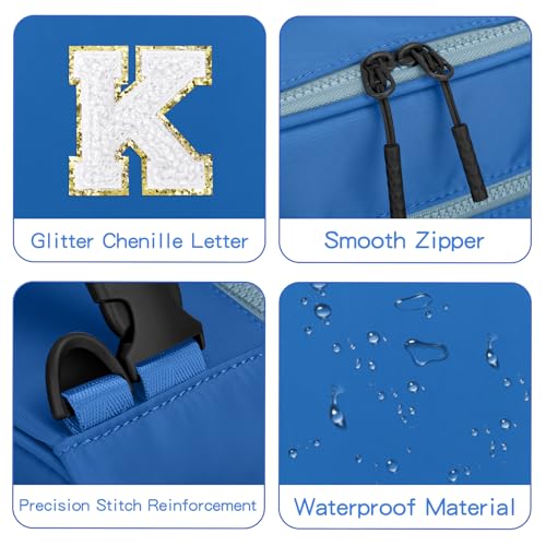 Lunch Box Kids Large Initial Insulated Lunch Bag for Girls (Blue / K)