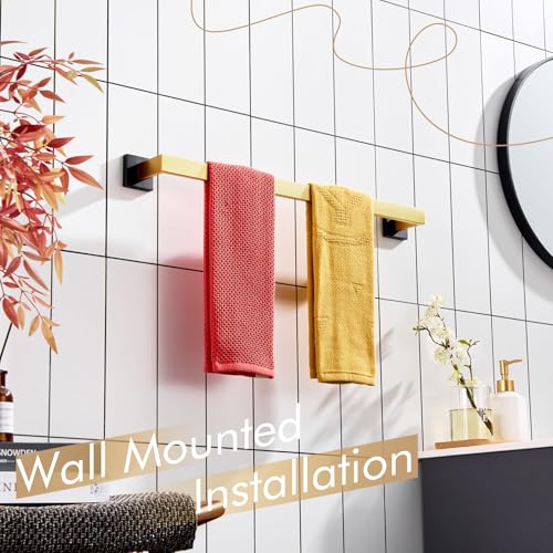 24 Inch Towel Bars for Bathroom Wall Mounted Kitchen Towel Rack Holder T (Black Gold / 24-Inch)