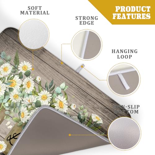 Flower Vase Dish Drying Mats 18×24 Inch Rustic Wood Reversible Microfiber Kitchen Countertop Protector Fast Dry Dish Drainer Rack Pad (flower vase wood / 18" x 24")