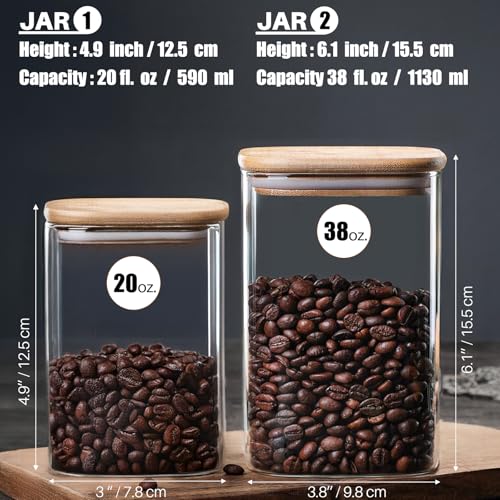 6 Pack Glass Food Storage Jars with Airtight Lids