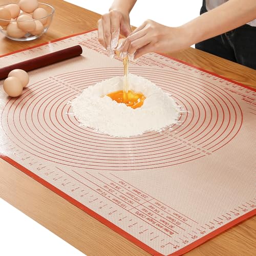 Silicone Pastry Mat 36x24 Inch Nonstick Baking Mat (Red / 24"L x 36"W)