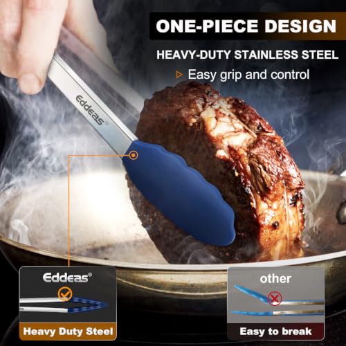 Tongs For Cooking (7+9+12 inch / Blue Silicone Tip 3Pcs)