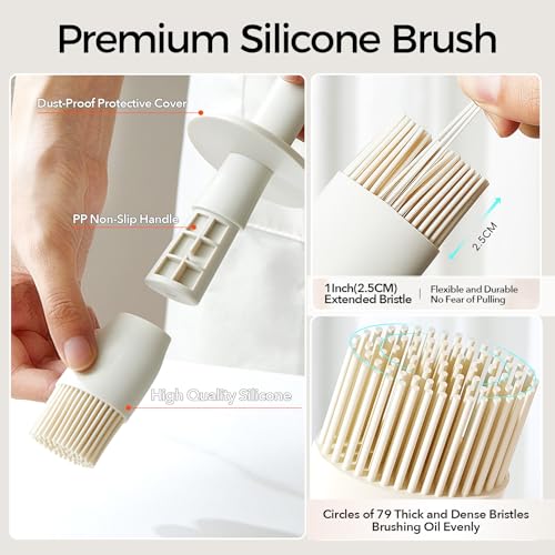 Oil Dispenser with Brush for Kitchen (01_Creamy White)