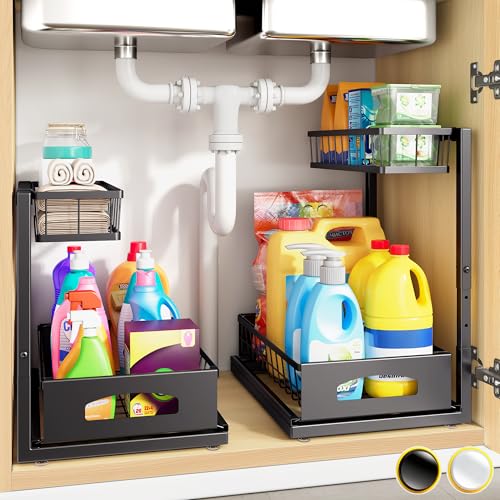 Under Sink Organizer (2 Pack / Black)