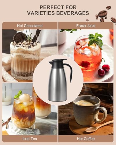 70Oz Thermal Coffee Carafe for keeping hot (Silver/Silver / 2× 70 Ounces)