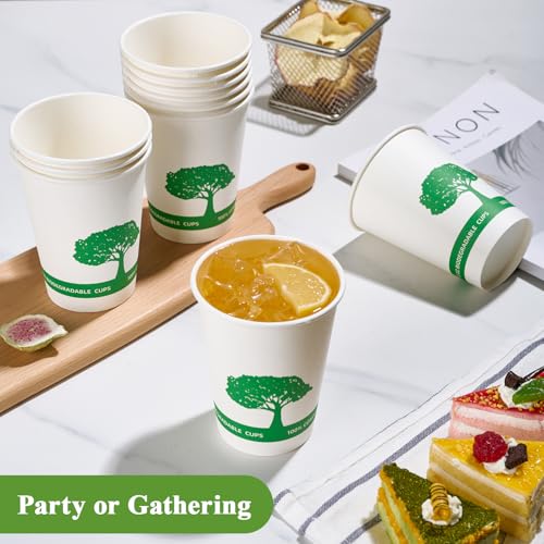 270 Pack Compostable Paper Cups (White Green)