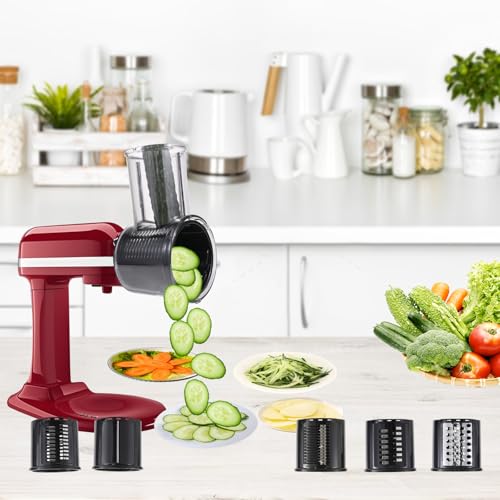 Slicer Shredder Attachment Compatible with KitchenAid Stand Mixers 5 Blade Stainless Steel Food Processor with Detachable Blades for Cheese Grating