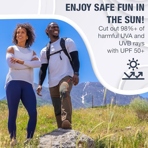 Non Slip Cooling Arm Sleeves for Men & Women (2 Pairs: 1 Pair White + 1 Pair Black / One Size)