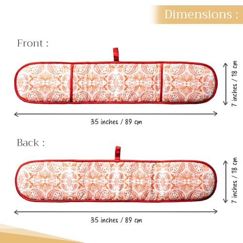 Double Oven Mitts 100% Cotton Double Oven Glove (055 - Orient / 7" x 35" (Double Oven Mitt))