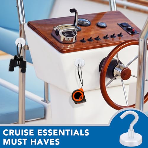 Magnetic Hooks Magnet Hook for Cruise Cabins 85LBS Essentials 6P (White / 0.98in)