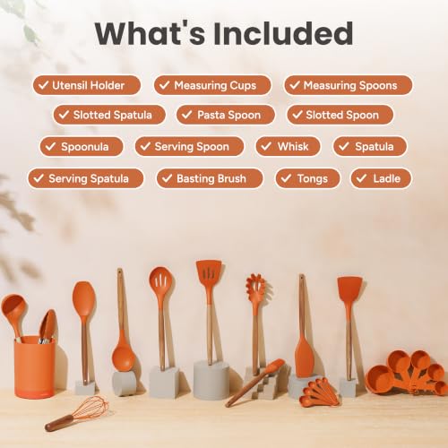Silicone Kitchen Utensils Set (Orange)