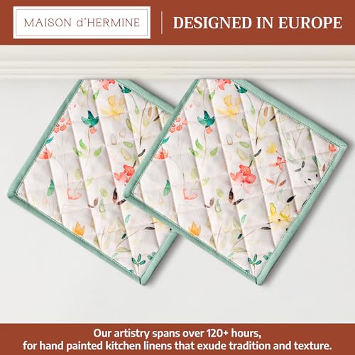 Pot Holders 100% Cotton Potholders (005 - Colmar / 8" x 8" (Pot Holder Pack of 2))