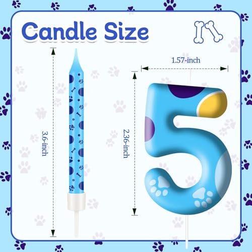 13PCS Blue Dog Paw Birthday Candles Set Cake Topper Numeral Birthday Candles for Boy Girl Dog Paw Decoration (13 Count)