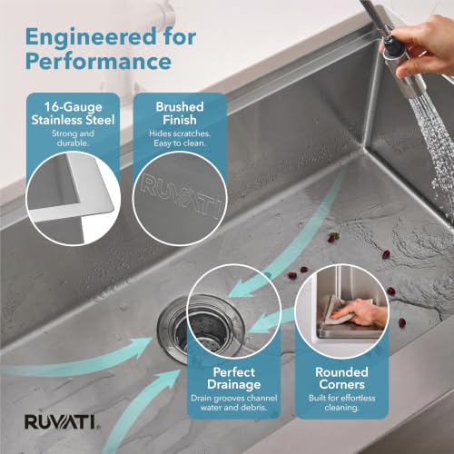 33-in 16-Gauge Apron-Front Farmhouse Workstation Sink - RVH9200 (33 Inch - Single Bowl)