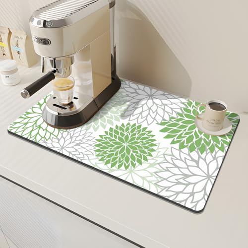 2Pcs Dish Drying Mat & Sink Splash Guard (Green / 12" X 20" + 24" X 5.5")