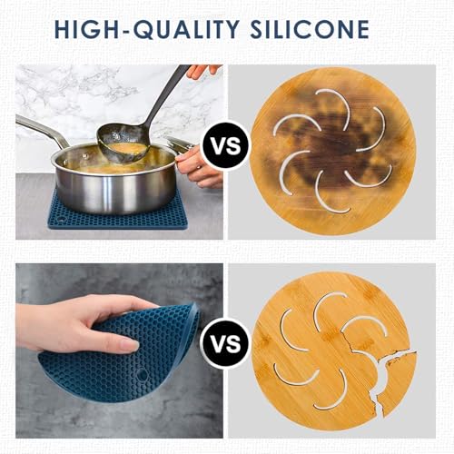 Silicone Trivets for Hot Dishes (7x7in / 01 Indigo)