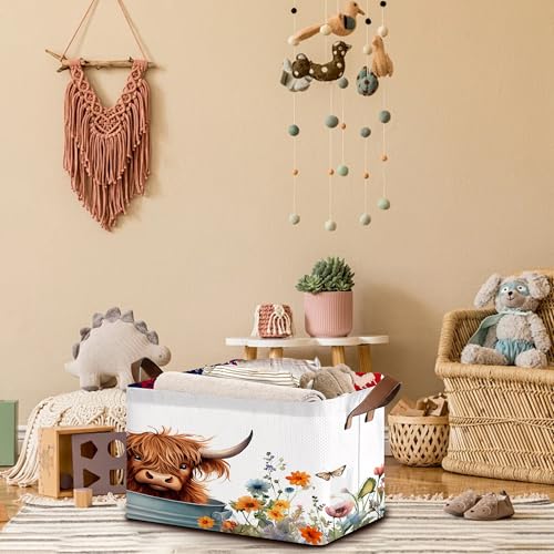 Farm Animal Storage Basket Large 17x11.5x10.5 Inche (Cute Cow Animal)