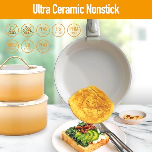 20pcs Ceramic Cookware Set Nonstick (Yellow / 20 Piece Set)