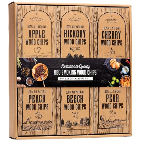 Large Wood Smoking Chips for Smoker (Wood Smoker Chips Variety - 6 Pack)