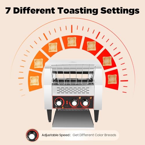 300 Slices H Commercial Conveyor Toaster 2200W Stainless Steel Heavy