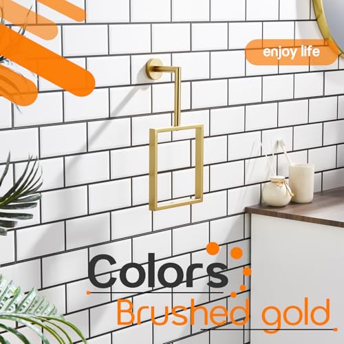 Towel Rings for Bathroom Wall Mounted Vertical Towel Rack Brushed Gold Stainless Steel Contemporary Hand Towels Holder Hanger (Brushd Gold)