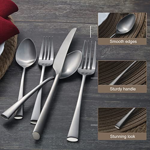Bailey 40 Piece Forged Stainless Steel Flatware Set Cutlery Set (Satin / 40 pieces for 8)