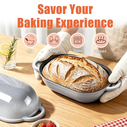 5 QT Enameled Cast Iron Sourdough Bread Oven (Light Gray / 5 QT)
