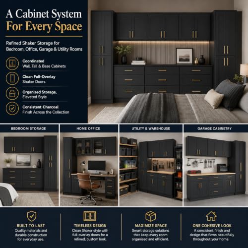 Wall Mounted Cabinet (Charcoal Black / 30" W x 12" D x 30" H)