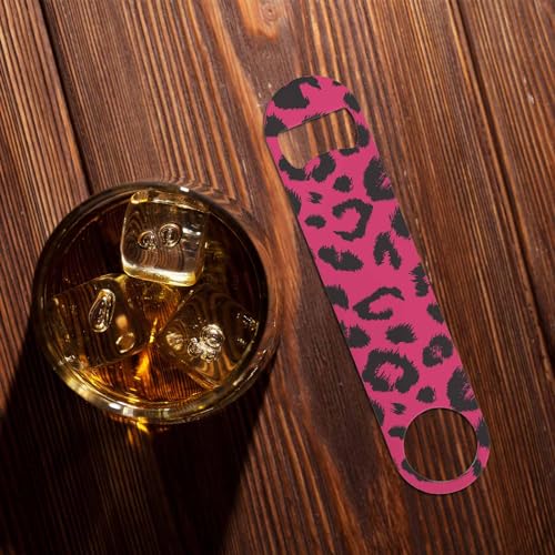 Leopard Print Stainless Steel Bottle Opener Jaguar Animal Fur Fashion Natural Skin Black Pink Wild Spot Flat Beer Bottle Opener Keychain for Home Kitchen Bar Restaurant Party Birthday Gift (Leopard Print)