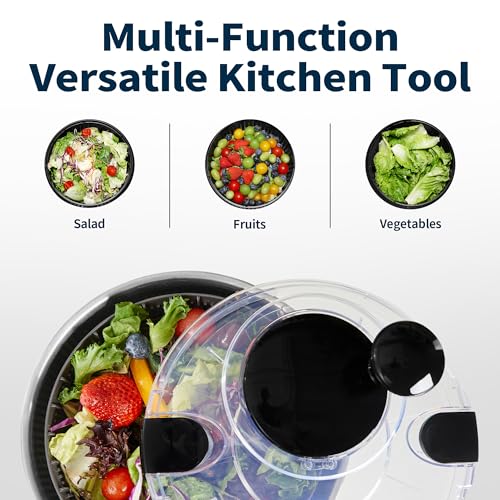 Stainless Steel Salad Spinner (Transparent Lid)