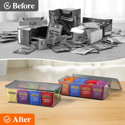 2 Pack 16 Compartment Tea Organizer (Black / 16-compartment)