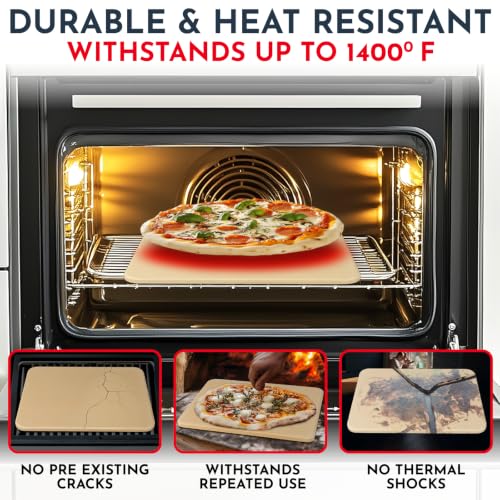 Large Pizza Stone for Oven and Grill (15"x12" Rectangle)