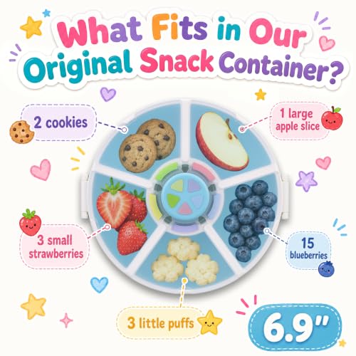 Kids Reusable Rotating Snack Container with 5 Separate Compartments (Blue)