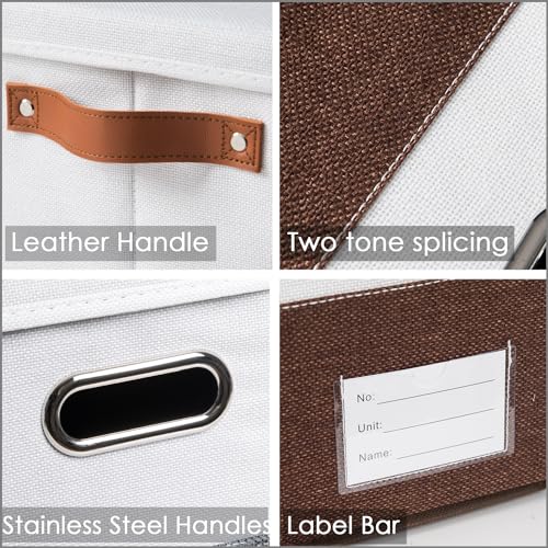 Foldable Storage Bins with Handles [3 (Brown & Cream / Medium(3-Pack))